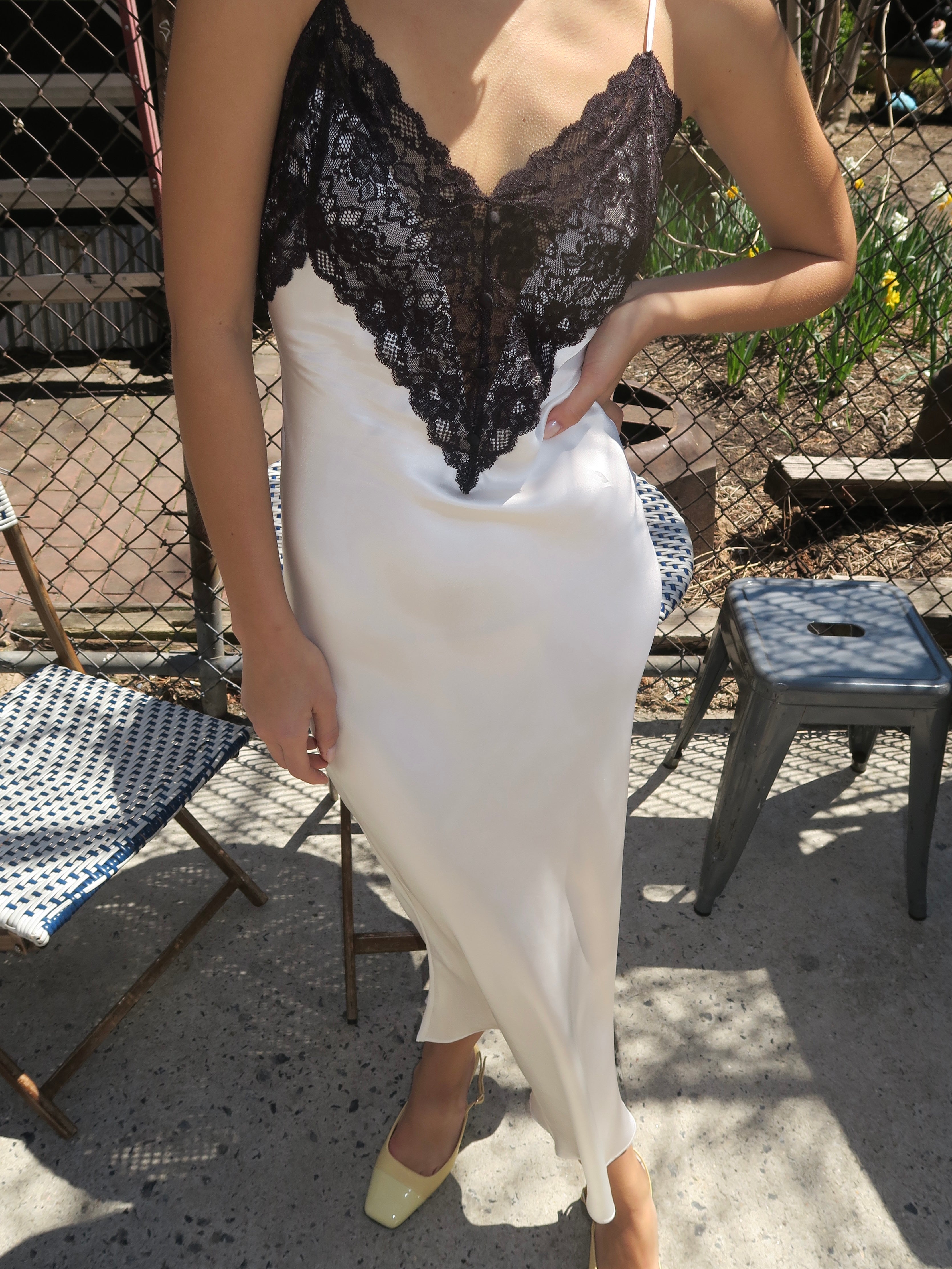 Nova Slip Midi Dress in Ivory