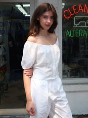 Lilo Button Down Blouse in Milk