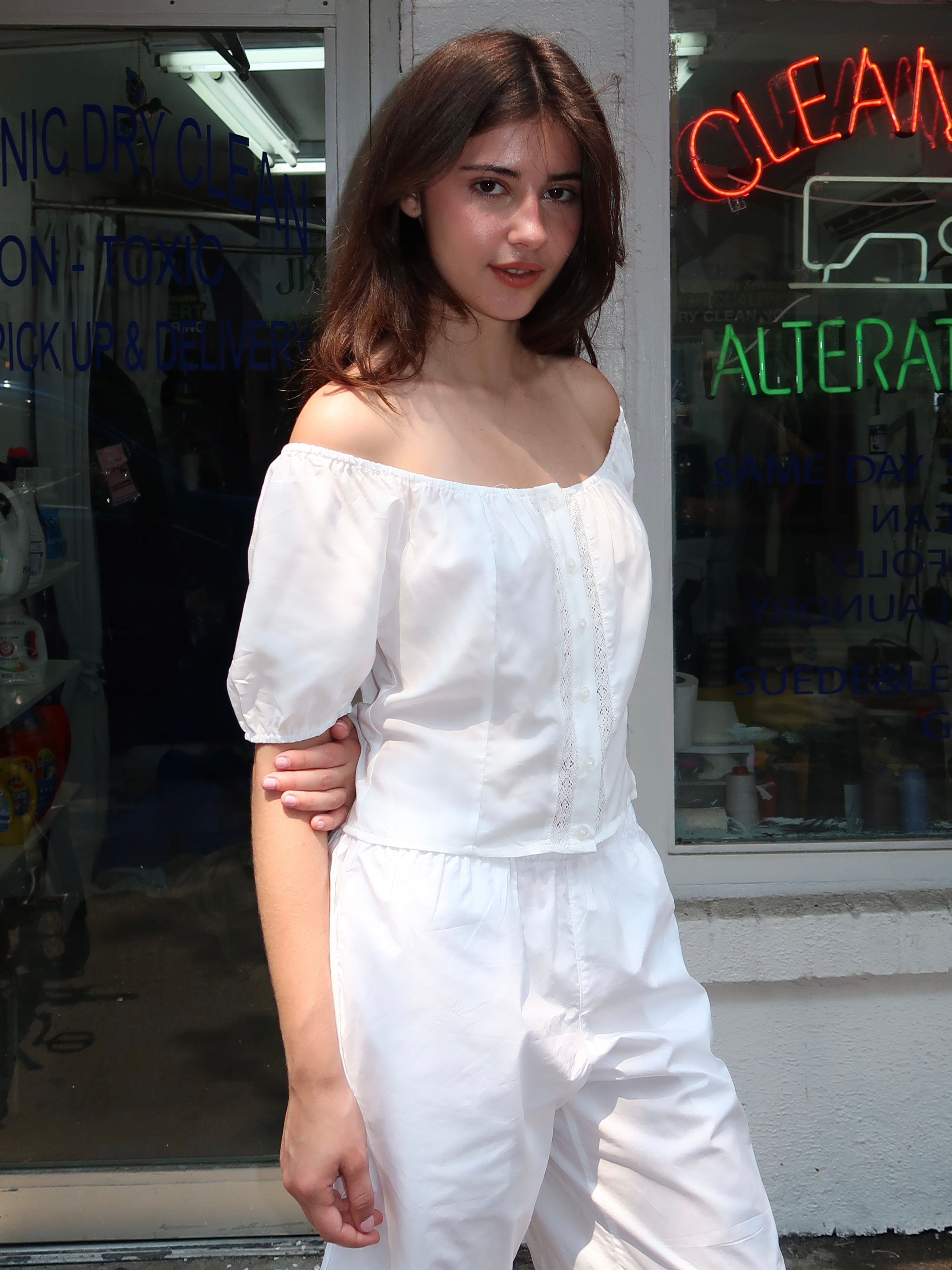 Lilo Button Down Blouse in Milk