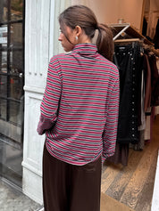 The Stripe Jersey Turtleneck in Oxblood