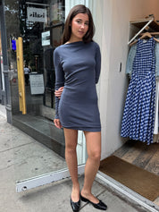 Organic Cotton Bateau Dress in Storm