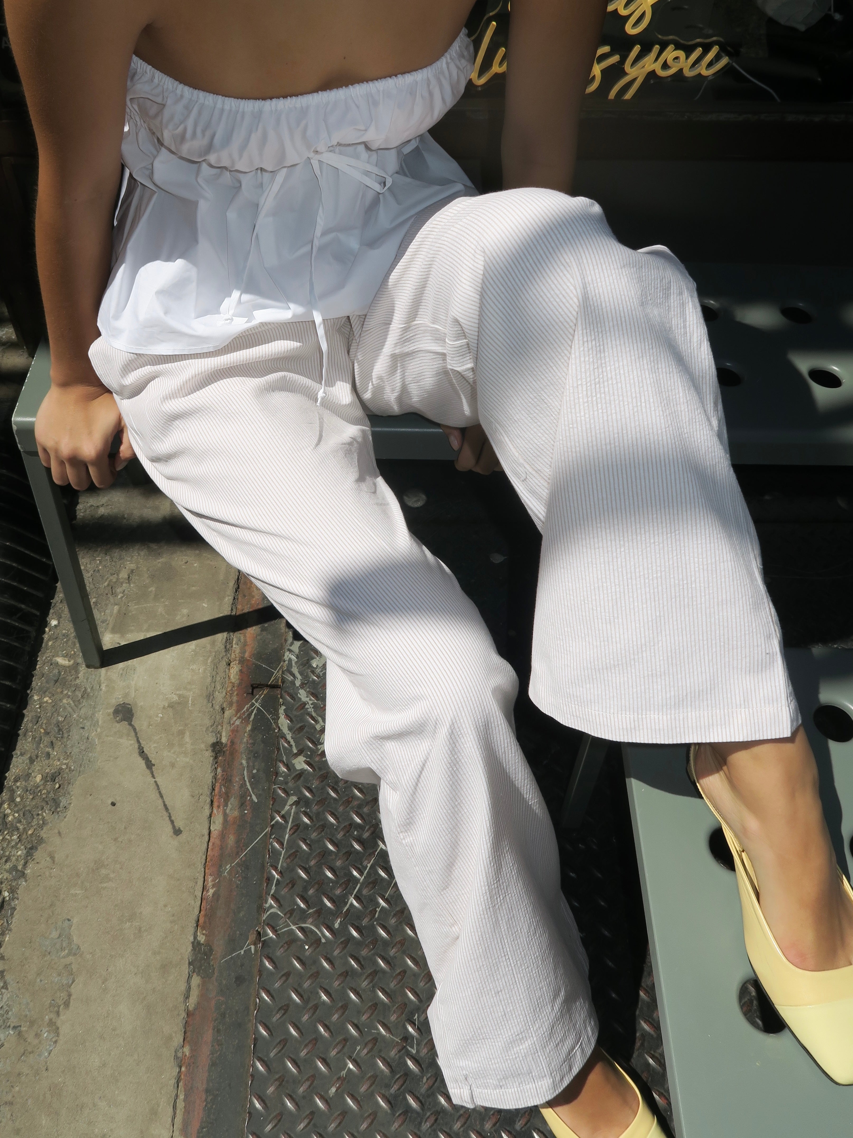 Malika Pants in Tan Stripe