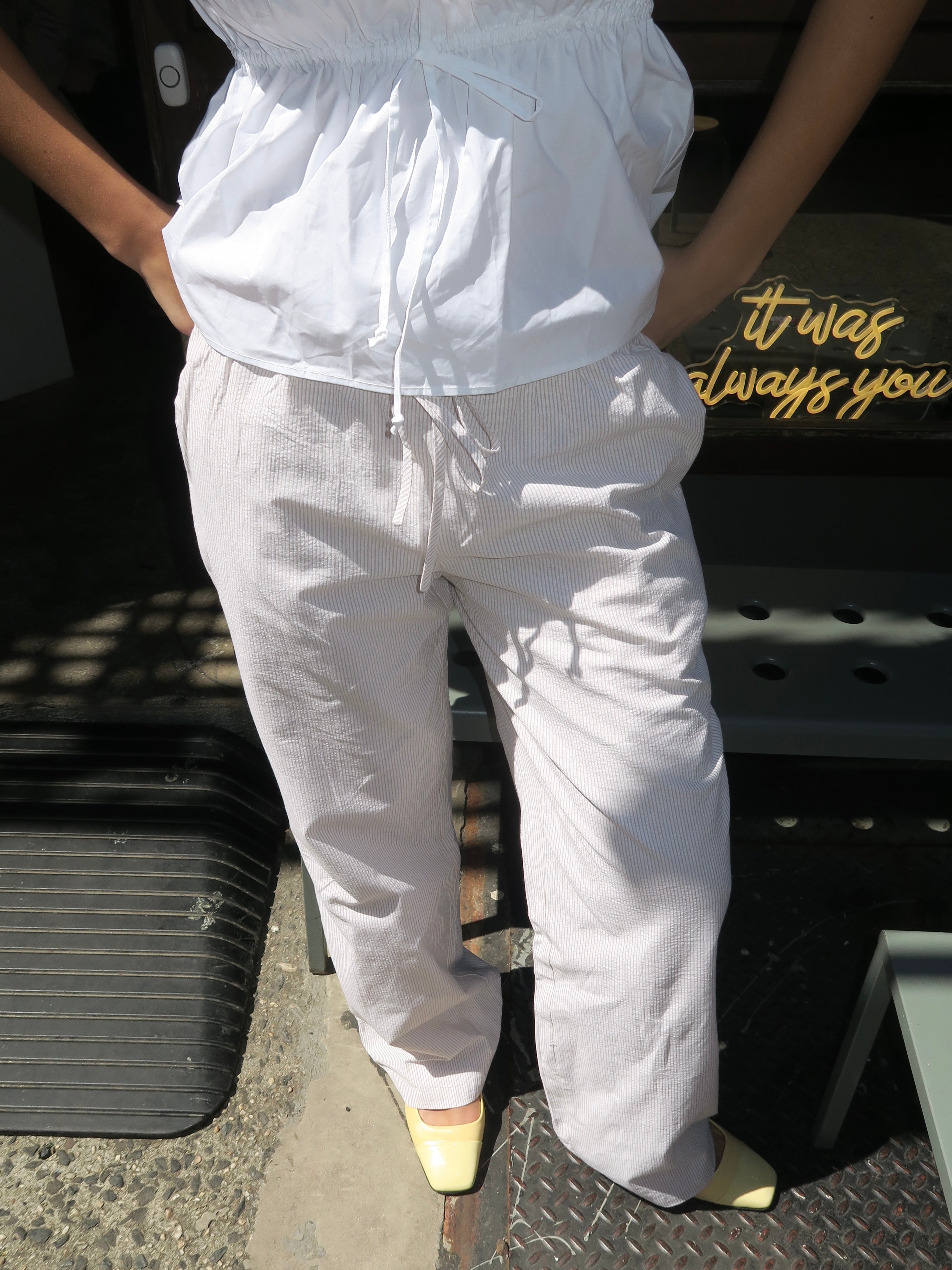 Malika Pants in Tan Stripe