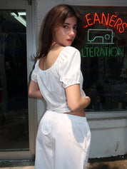 Lilo Button Down Blouse in Milk