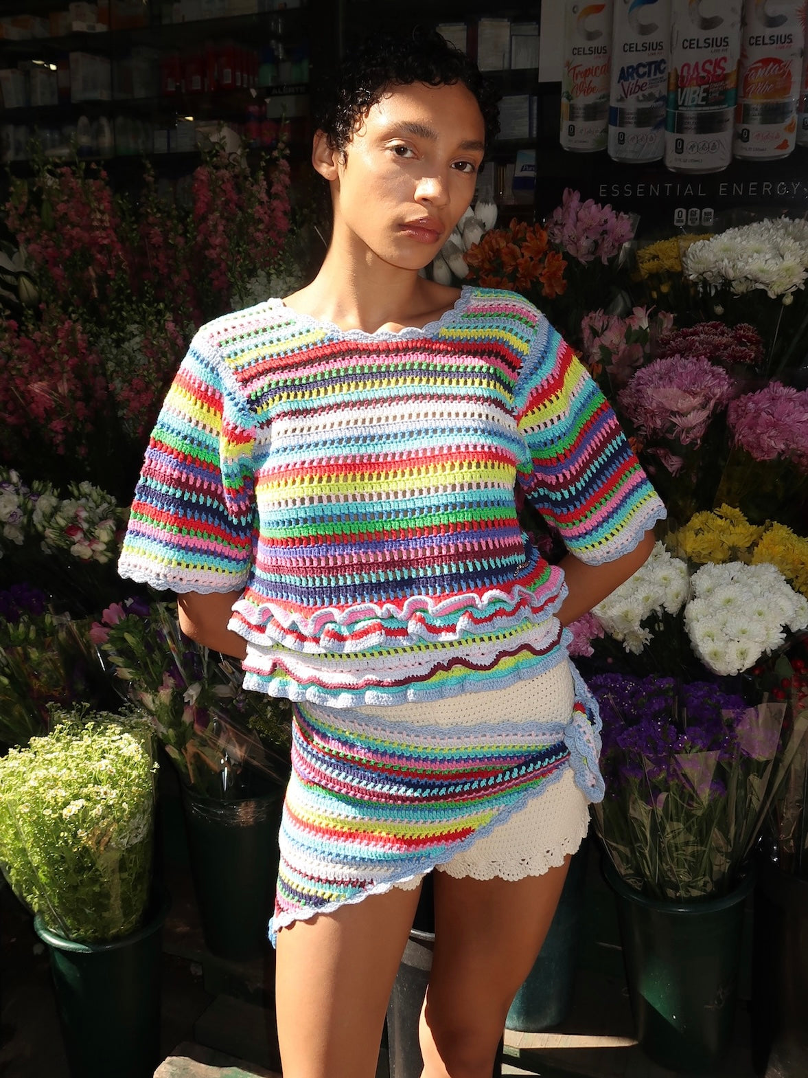 Cotton Crochet Multistripe Top
