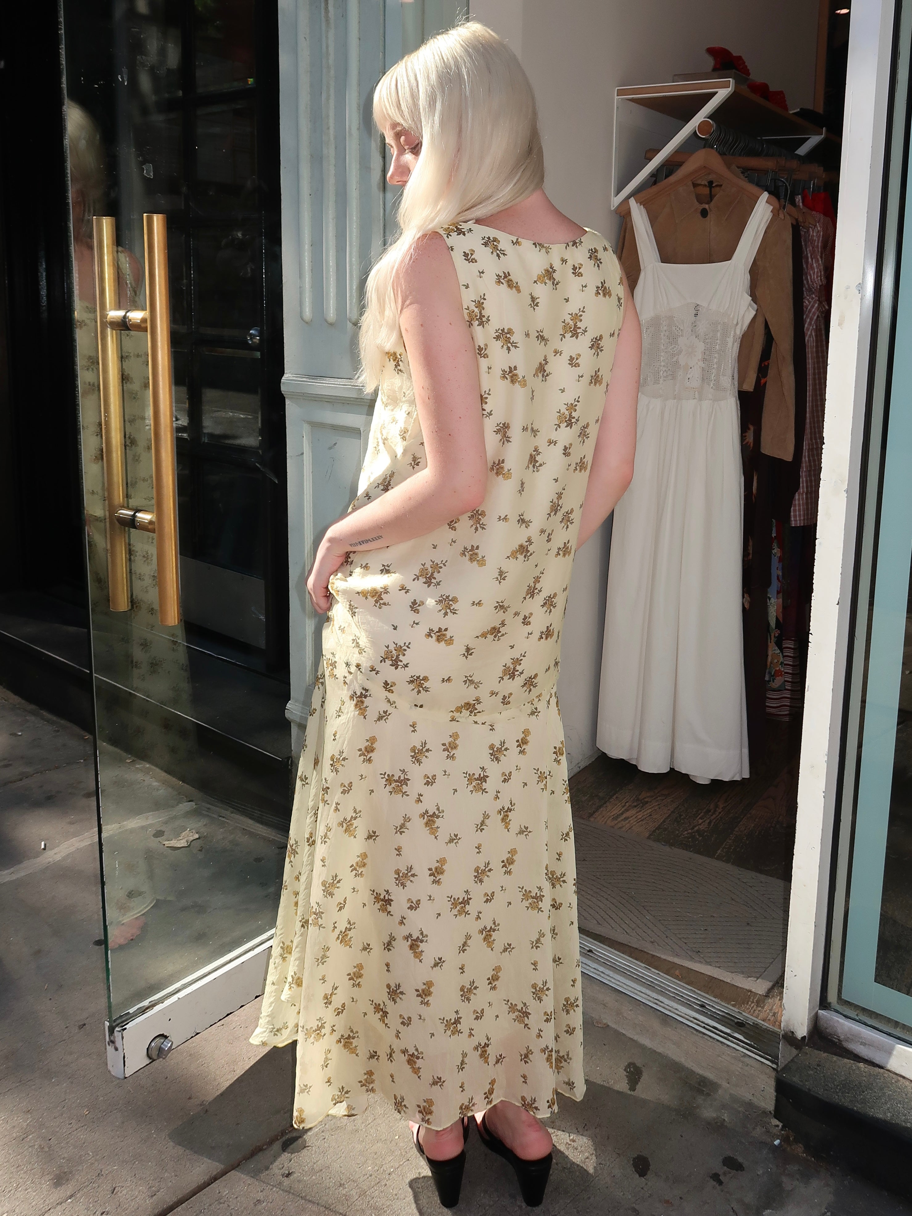 Halo Dress in Yellow Floral