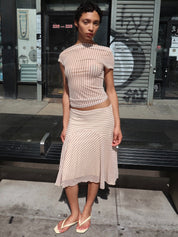 Monroe Midi Skirt in Cream Stripe