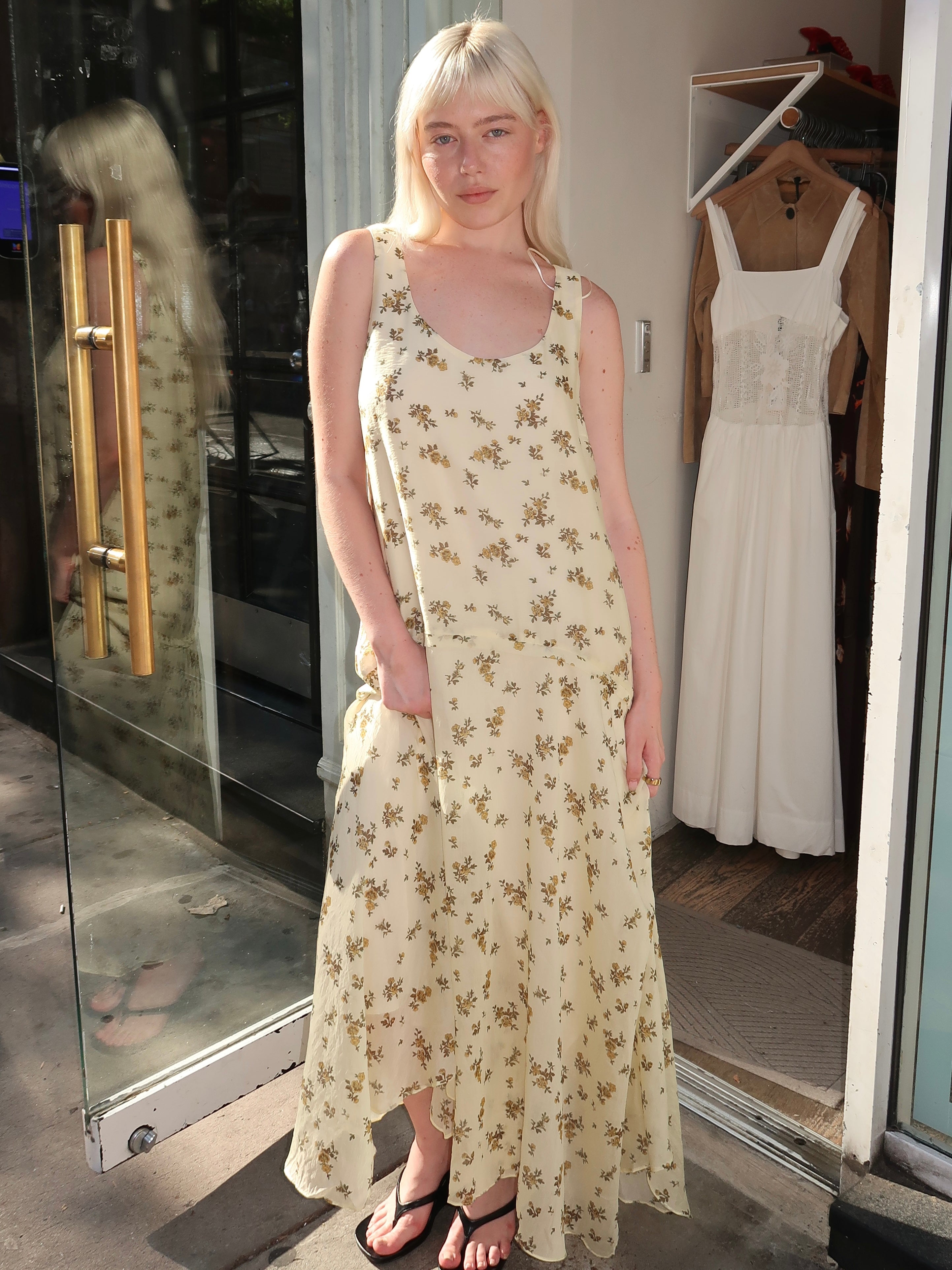 Halo Dress in Yellow Floral