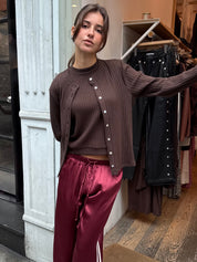 Sweater Rib Cardi in Espresso