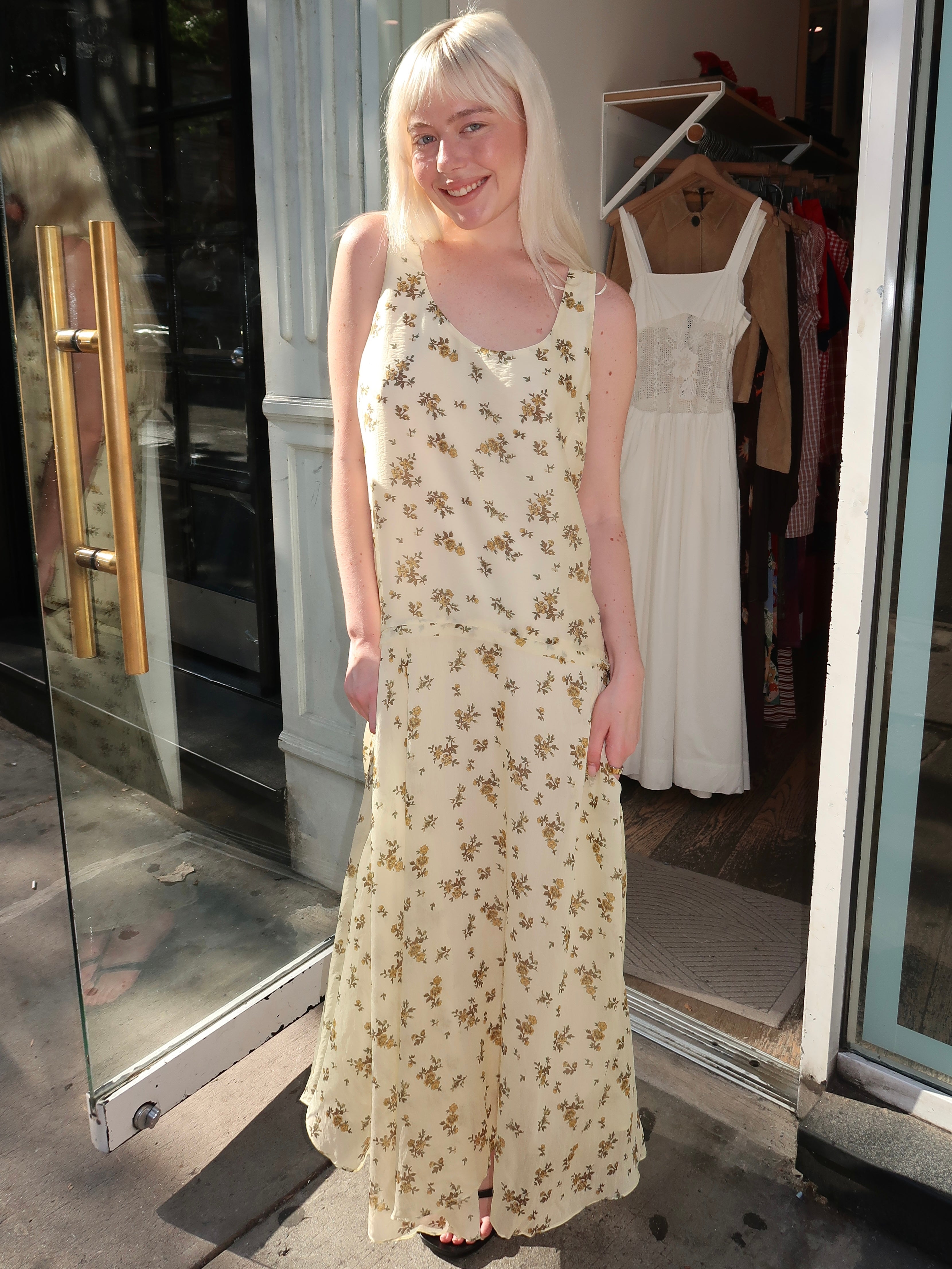 Halo Dress in Yellow Floral