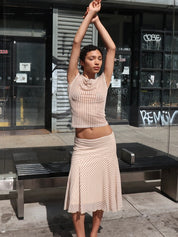 Monroe Midi Skirt in Cream Stripe