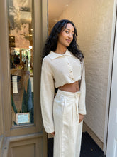 Load image into Gallery viewer, Hana Cropped Crochet Cardi in Oat

