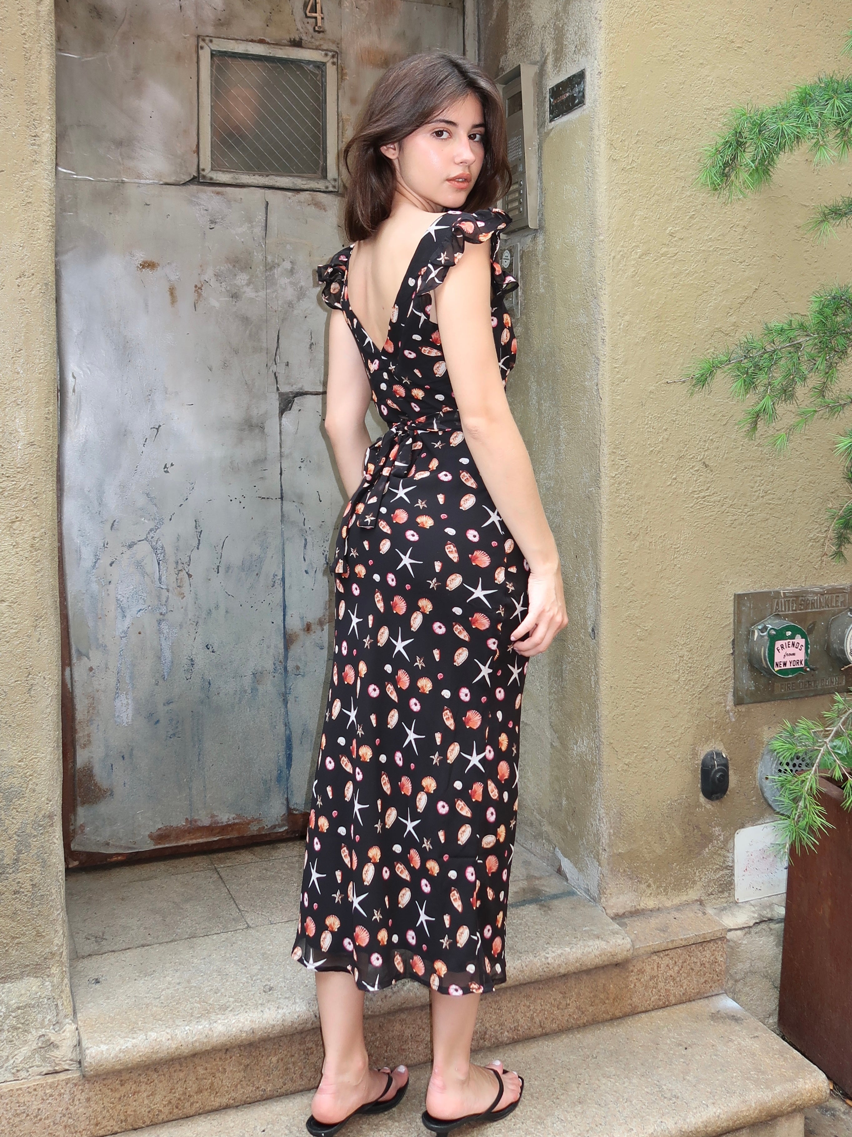 Shauna Maxi Dress in Black Shells