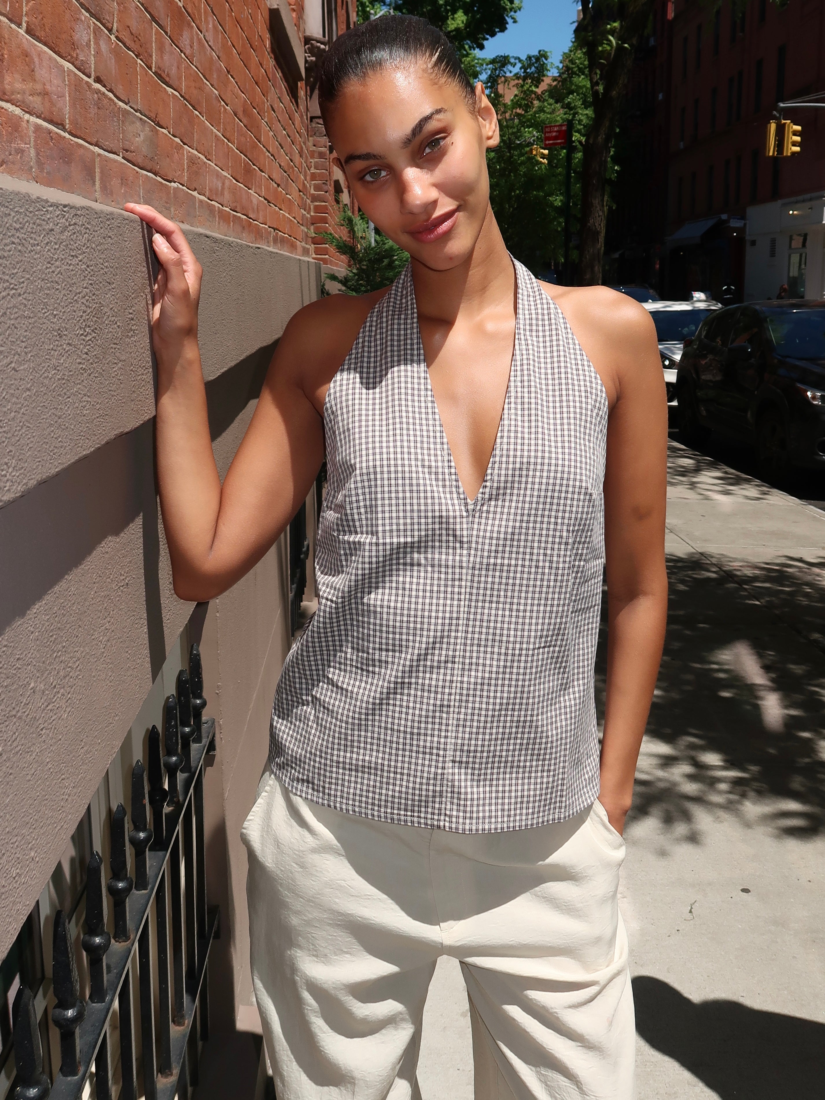Posie Top in Black Plaid