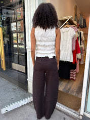 Brynn Drawstring Trouser in Linen Chocolate