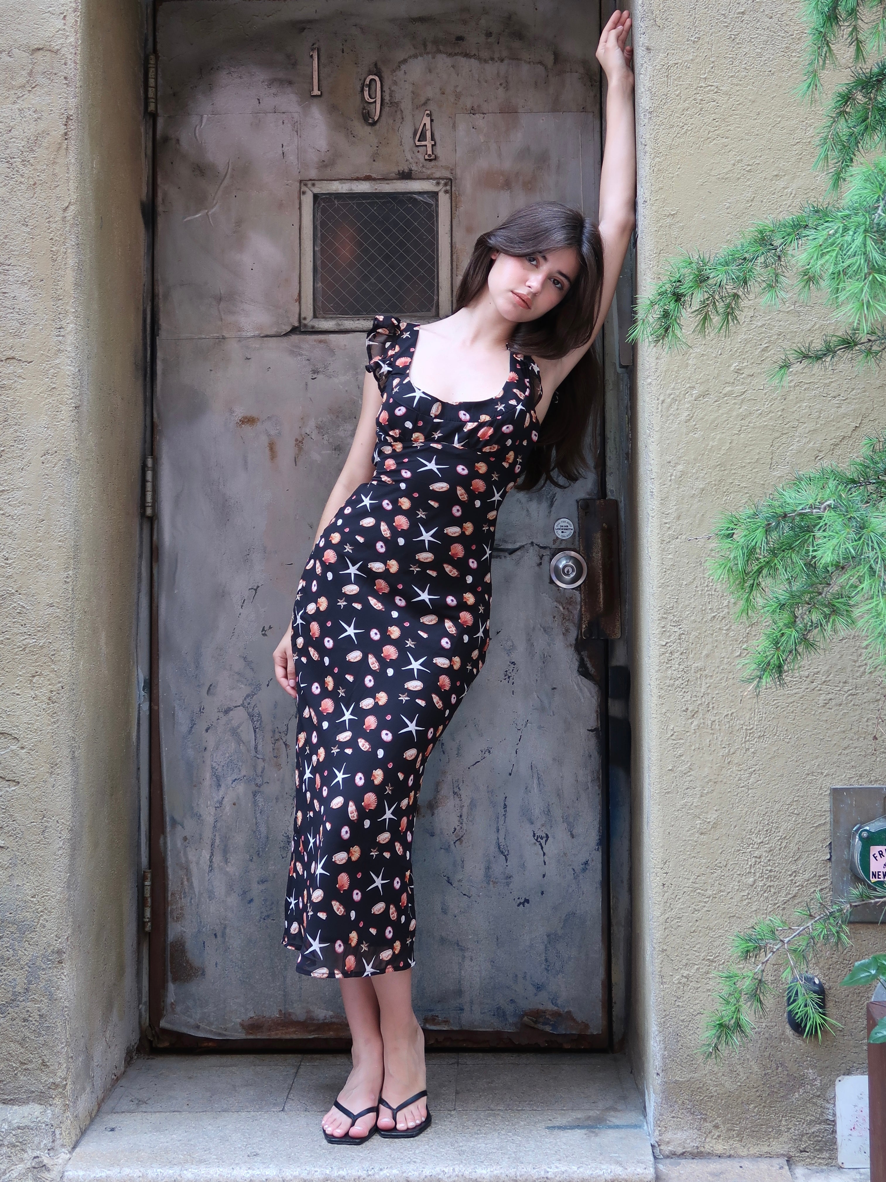 Shauna Maxi Dress in Black Shells