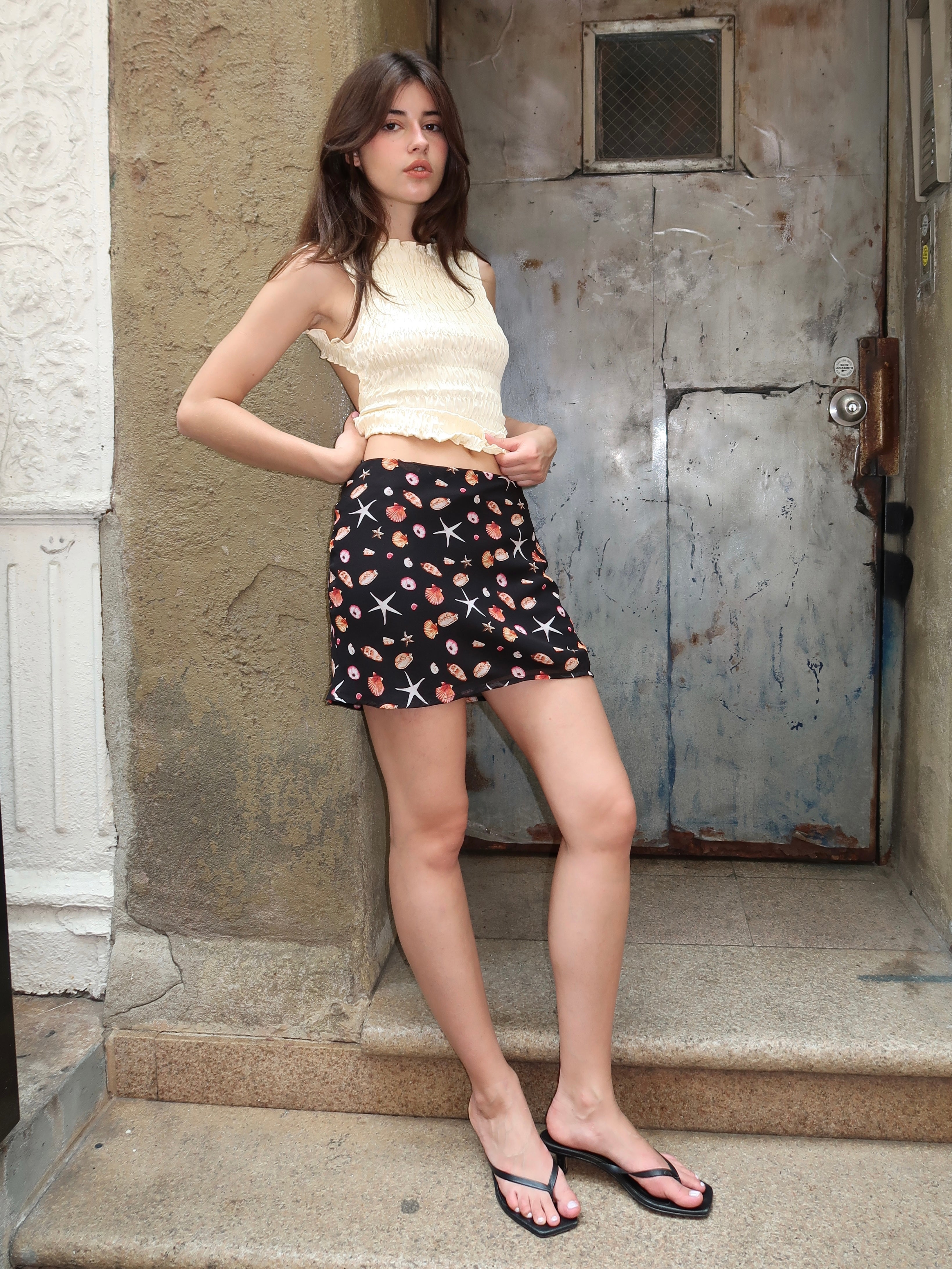 Kareen Mini Skirt in Black Shells