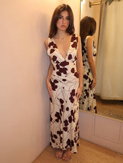 Signe Maxi Dress in Dandelion Floral Bordeaux