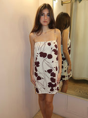 Phylis Mini Dress in Dandelion Floral Bordeaux