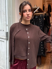 Sweater Rib Cardi in Espresso