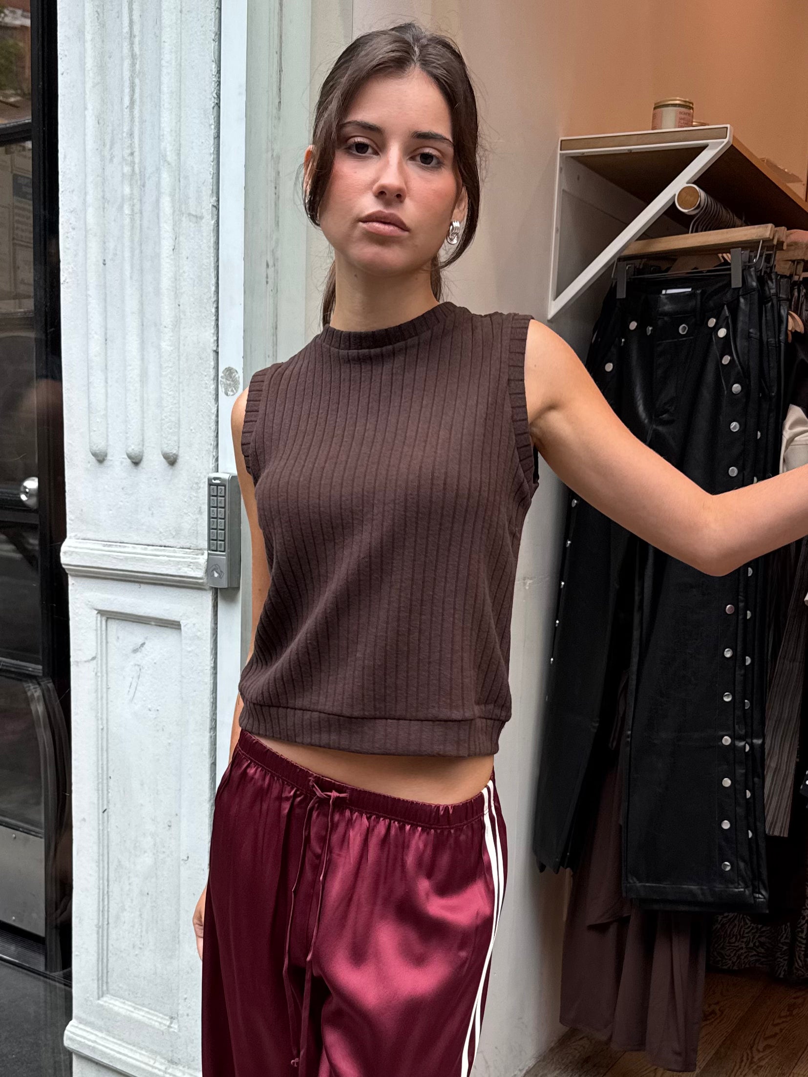 Sweater Rib Shell in Espresso