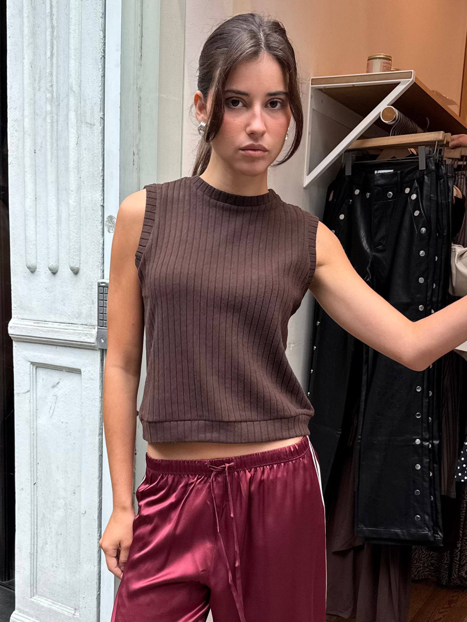 Sweater Rib Shell in Espresso