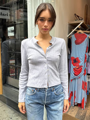 Shalyse Pointelle Long Sleeve Top in H. Grey