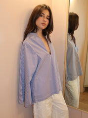 Gaia Top in Helle Stripe Vintage Navy