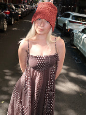 Raffia Tulip Bucket Hat in Chocolate