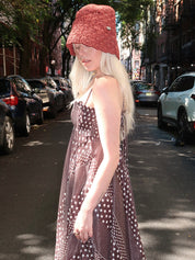 Raffia Tulip Bucket Hat in Chocolate