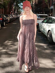 Nani Midi Dress in Dark Brown White Spot