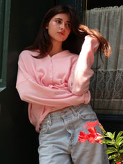 Pisces Button Down Cardigan in Baby Pink