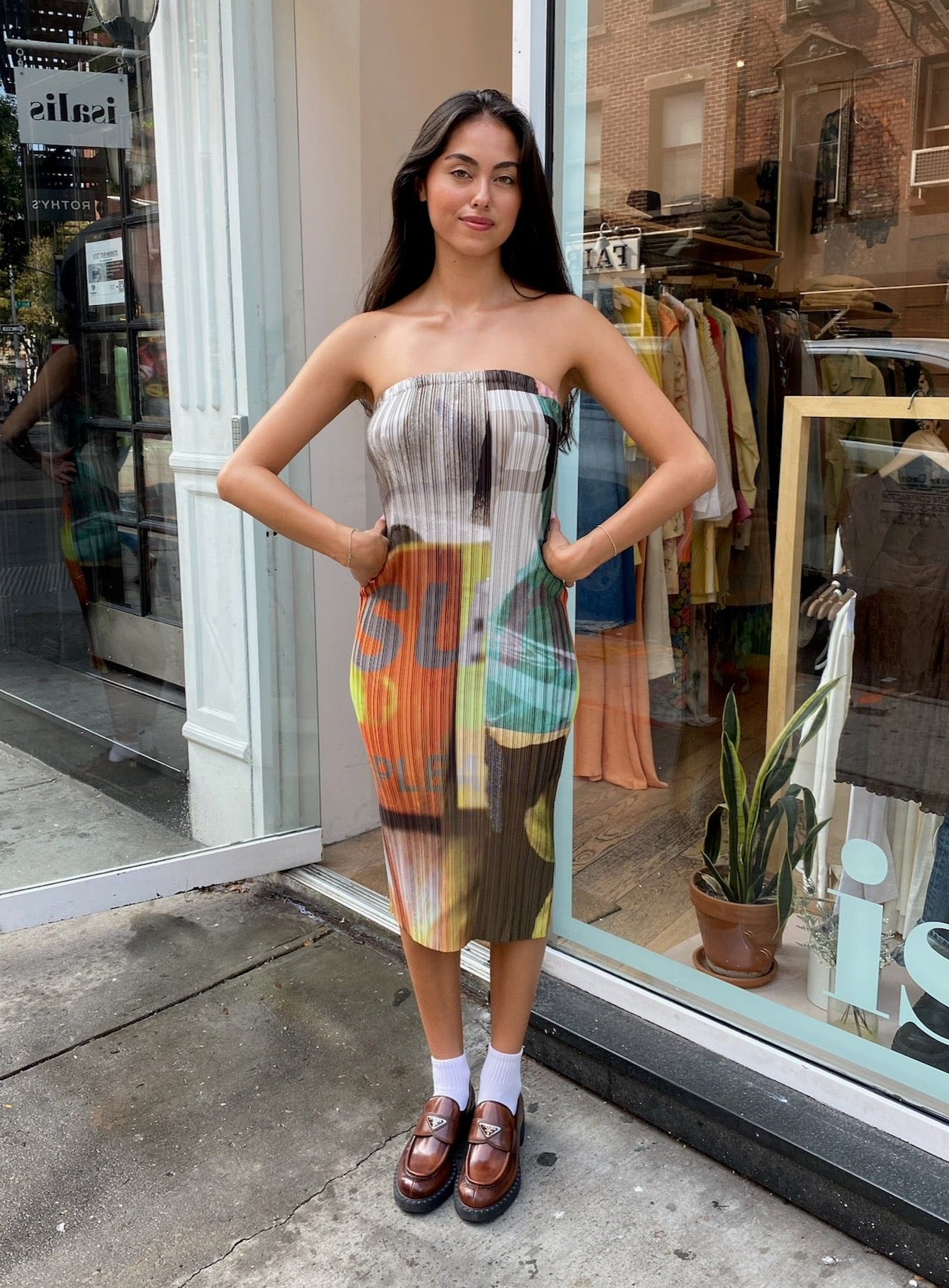 Box Pleat Tube Dress in Pleasure