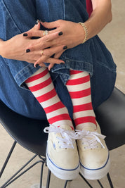 Wally Socks in Wide/Red Stripe