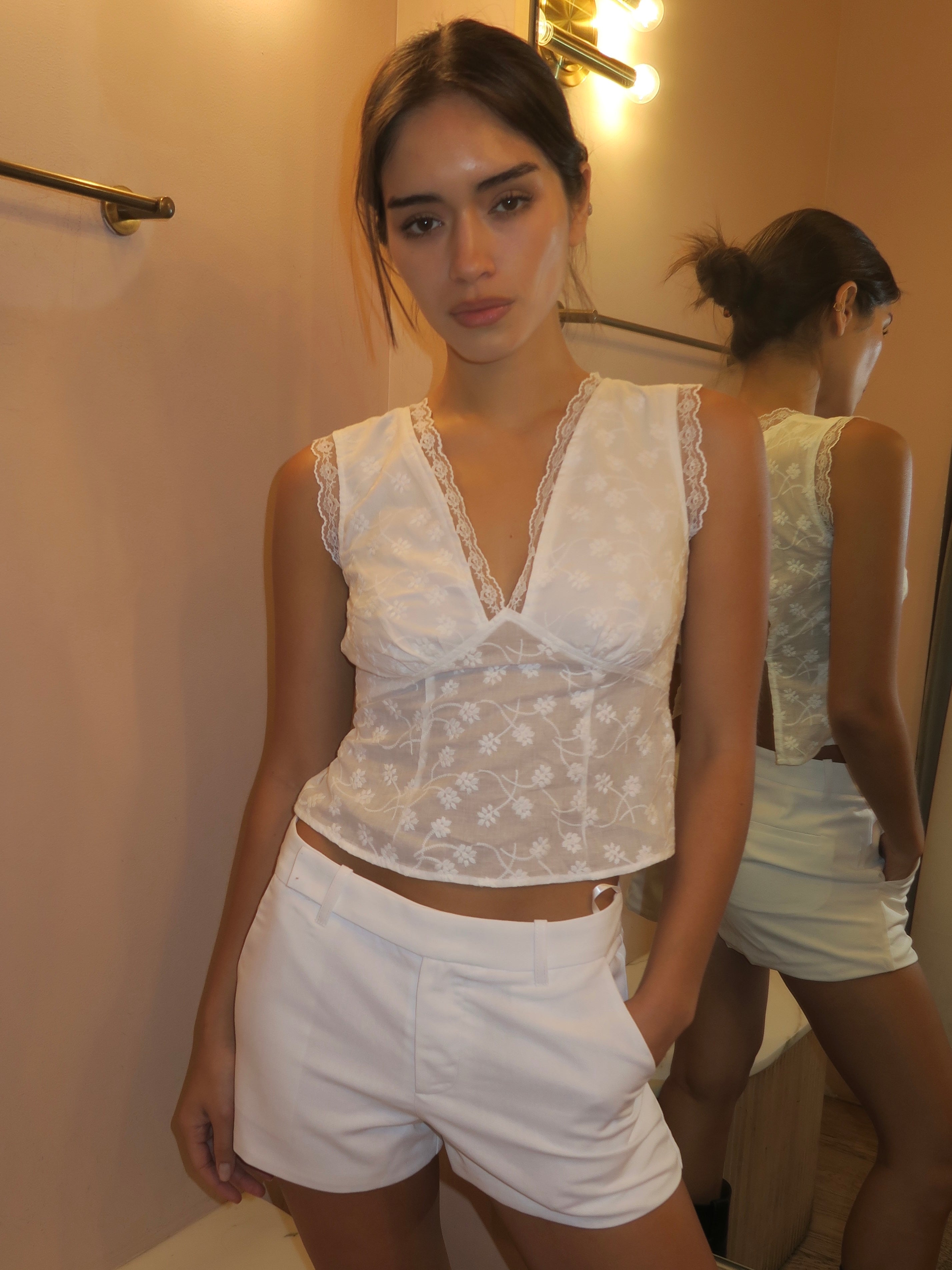 Madalyn Eyelet Top in White