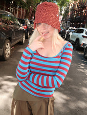 Avielle Double Layer Top in Blue Stripe Multi
