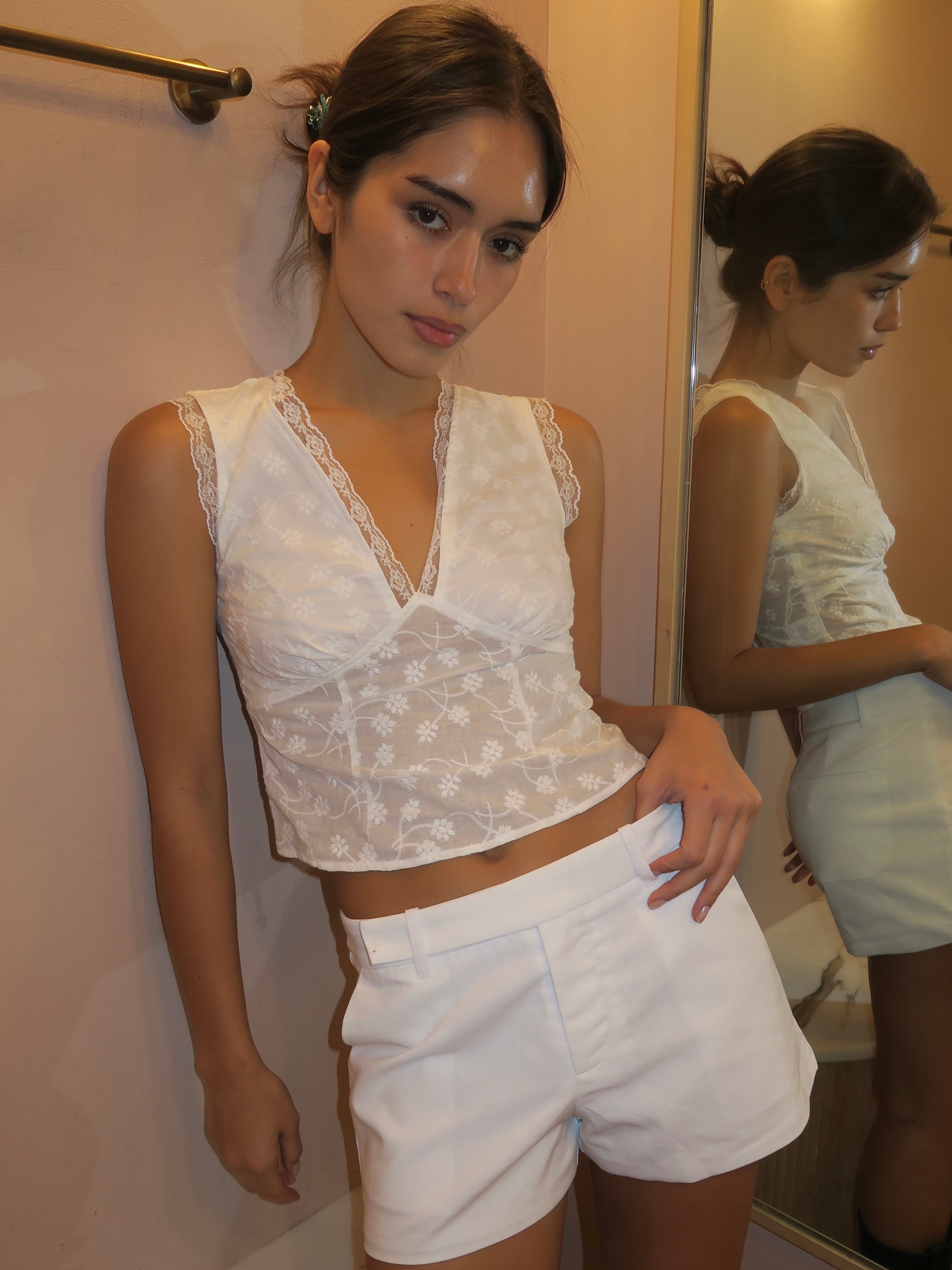 Madalyn Eyelet Top in White