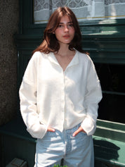 Pisces Button Down Cardigan in Snow