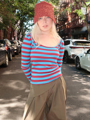 Avielle Double Layer Top in Blue Stripe Multi