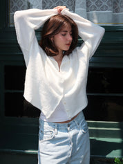 Pisces Button Down Cardigan in Snow