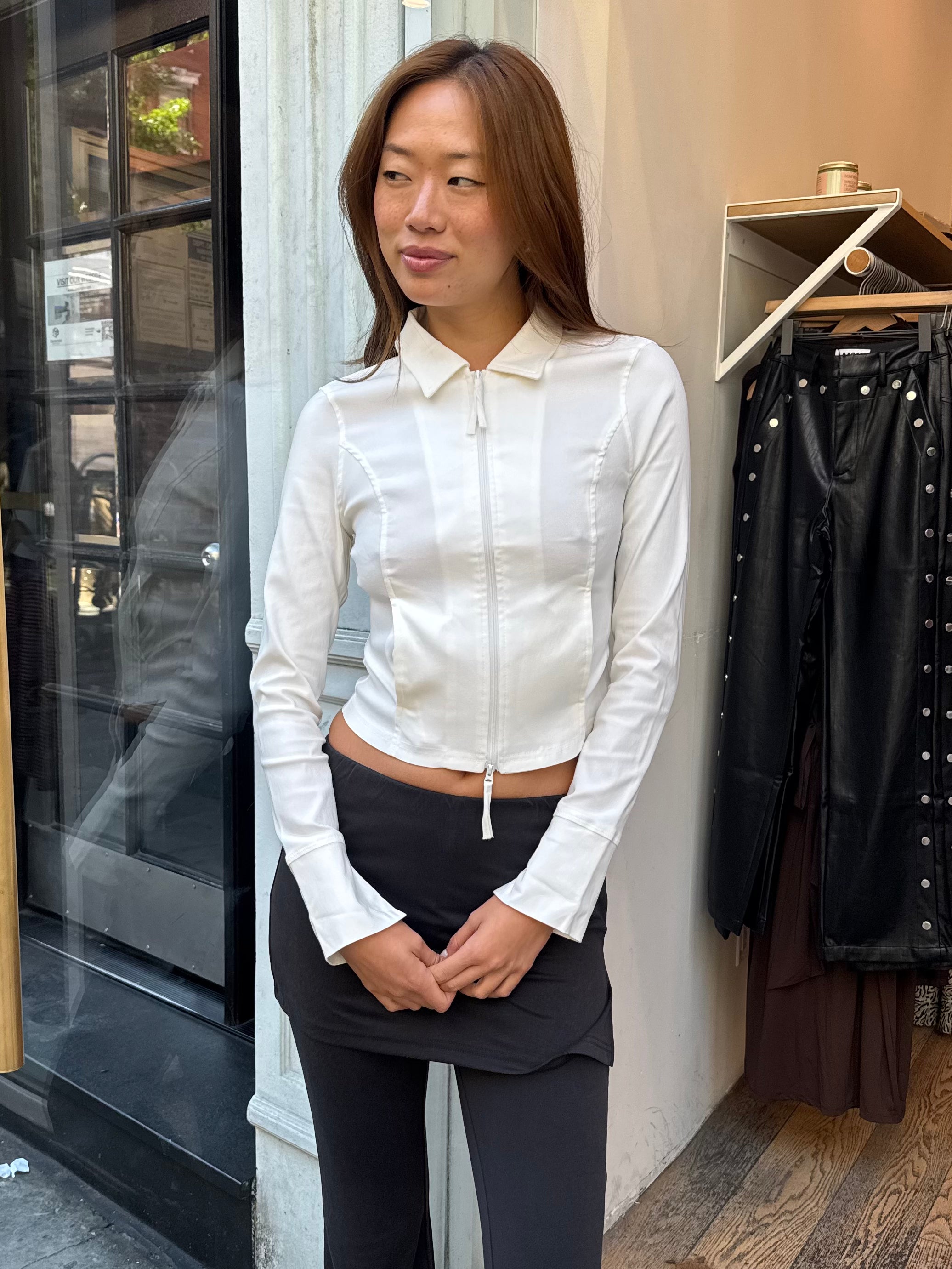 Roxy Zip Up Long Sleeve in White