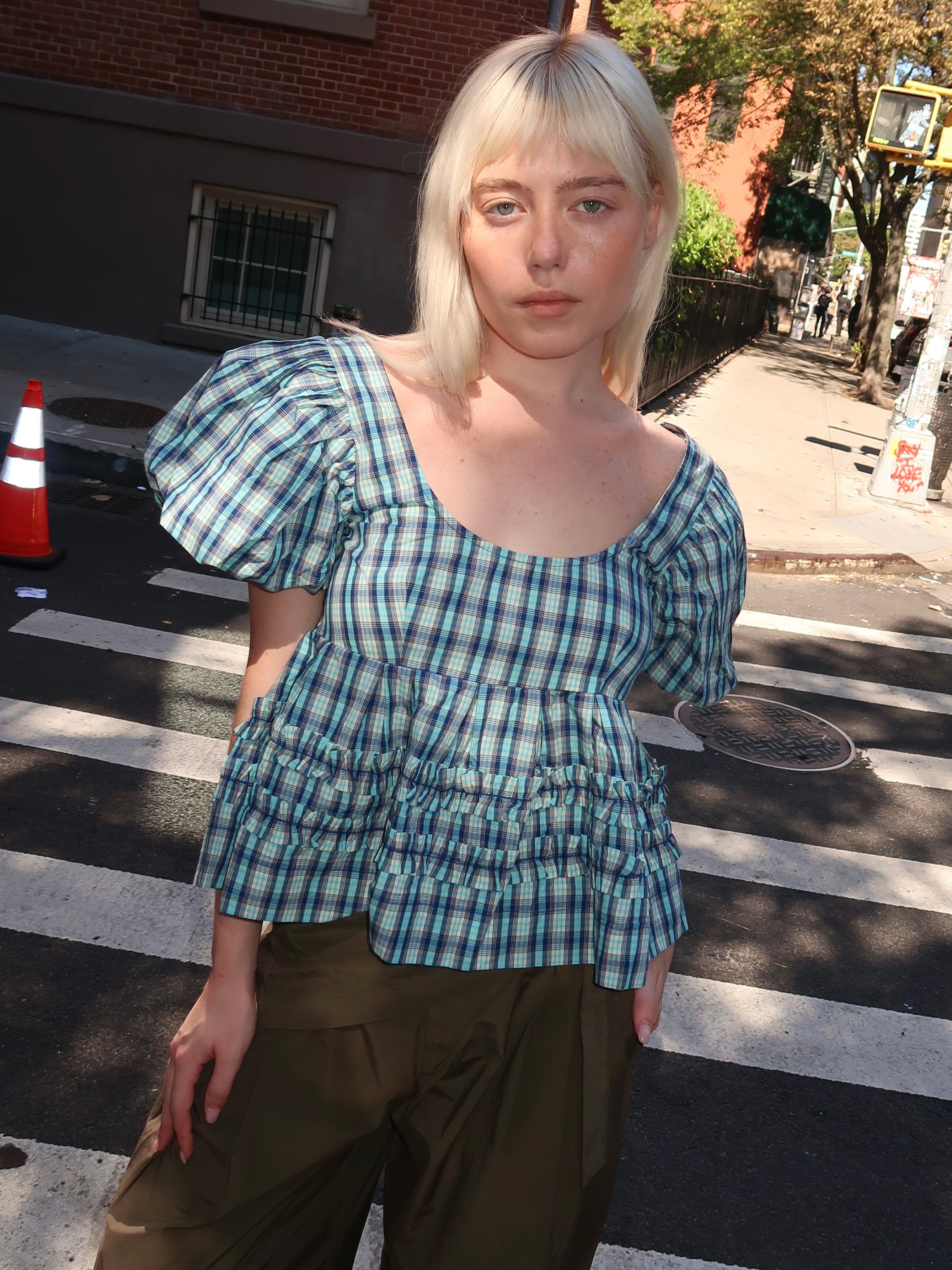 Summer Joy Blouse in Tomboy Check Blue