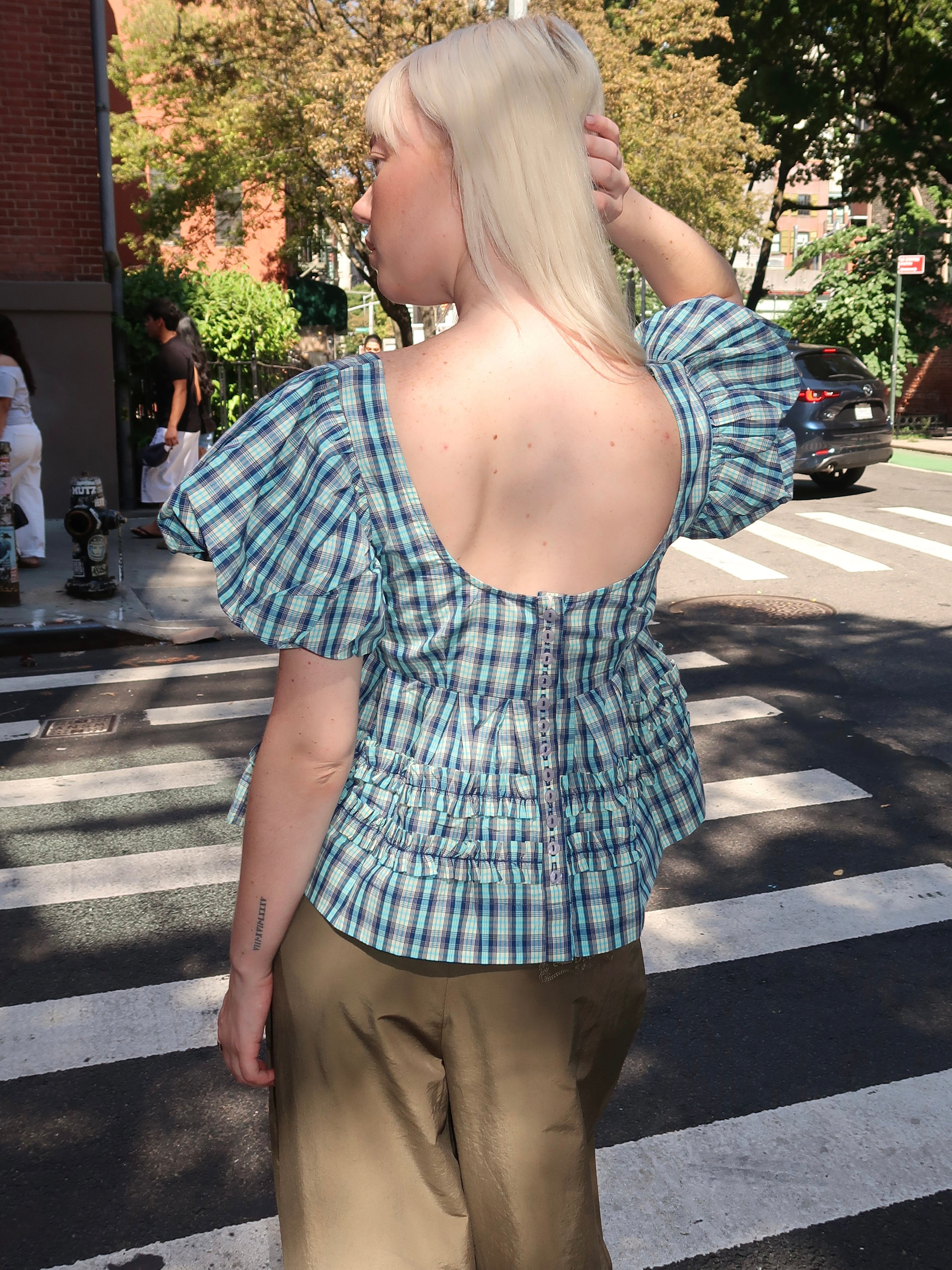 Summer Joy Blouse in Tomboy Check Blue