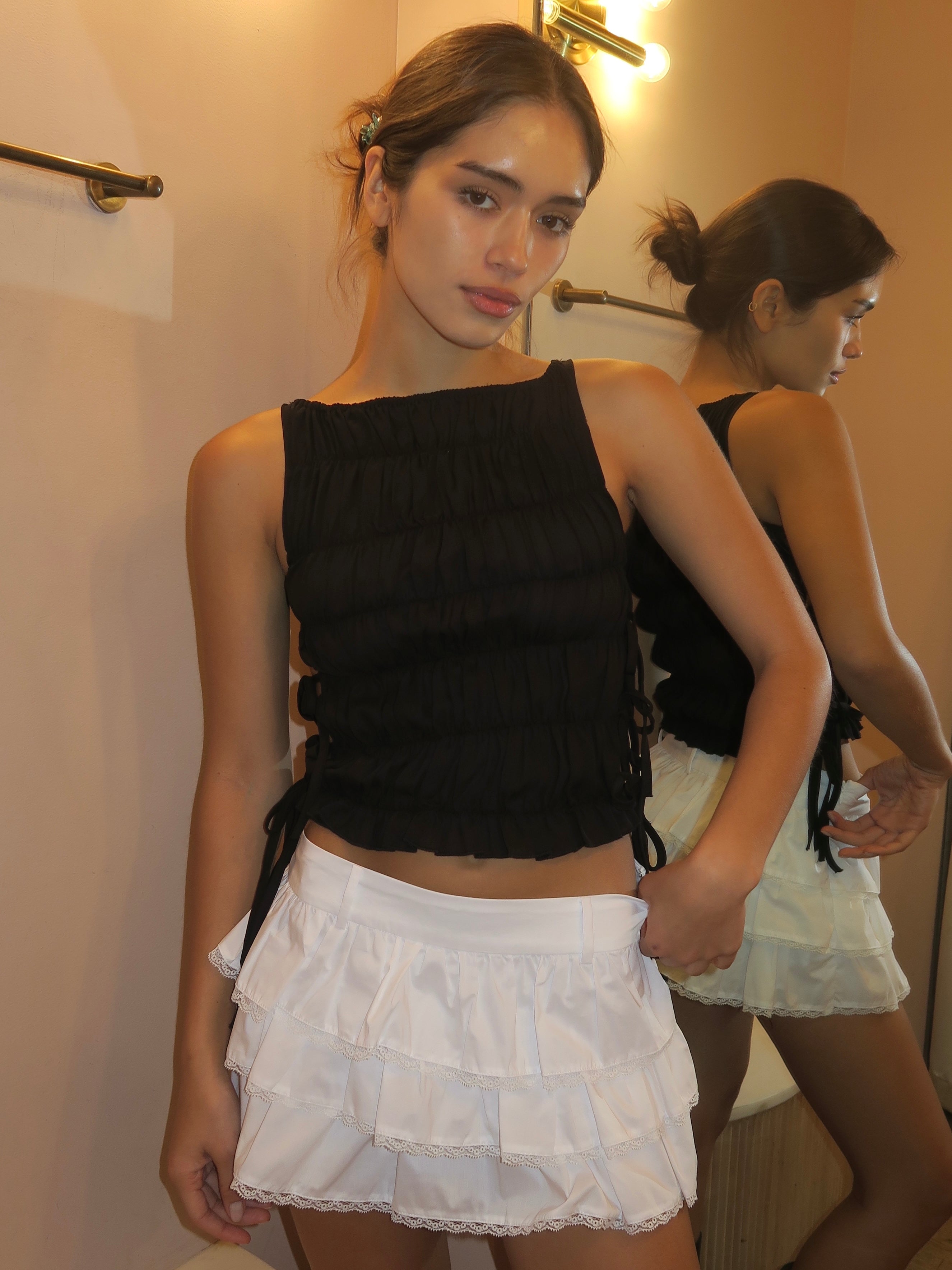 Hermosa Smocked Top in Black