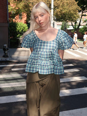 Summer Joy Blouse in Tomboy Check Blue