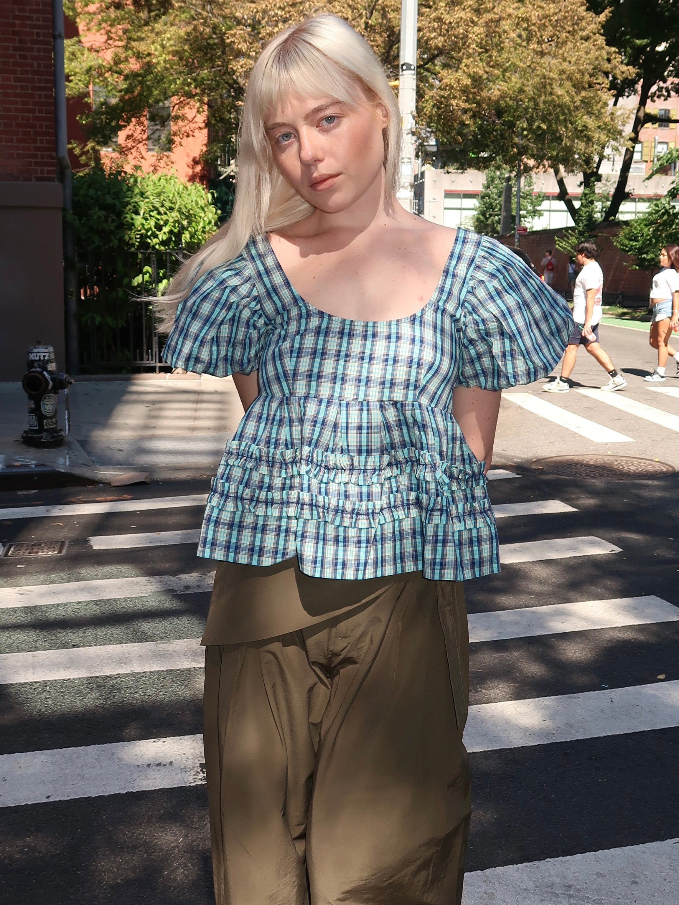 Summer Joy Blouse in Tomboy Check Blue