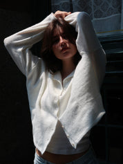 Pisces Button Down Cardigan in Snow