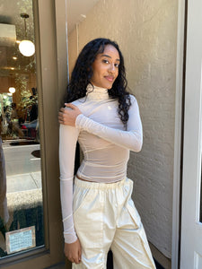 Zuna Mesh Turtleneck in Nude