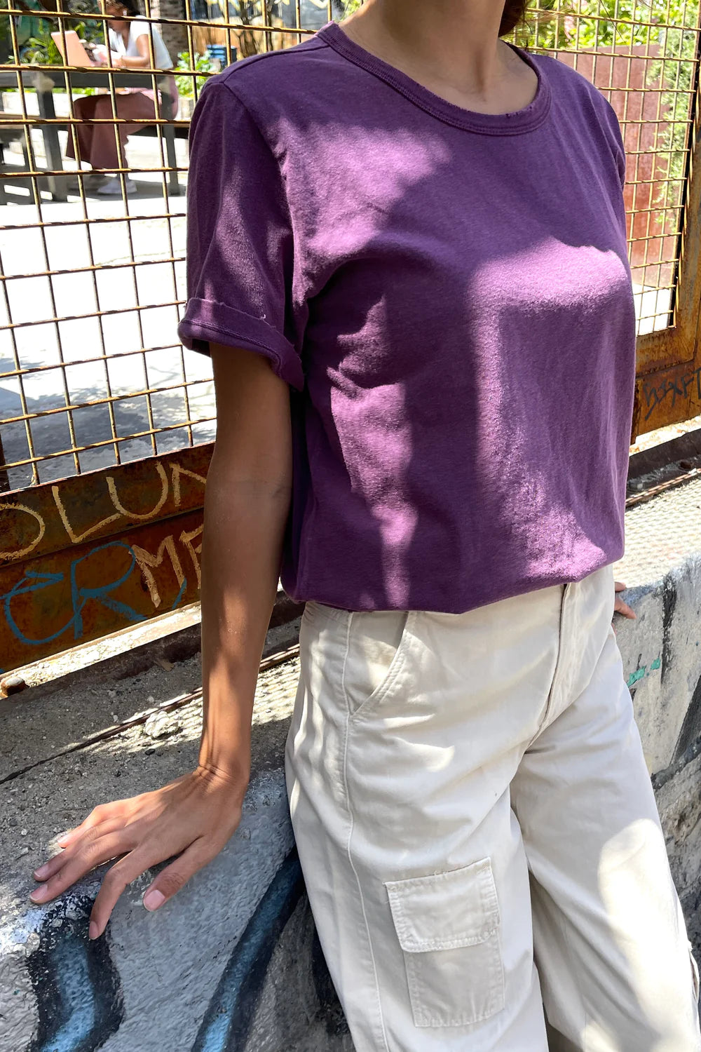 Organic Cotton Vintage Boy Tee in Plum