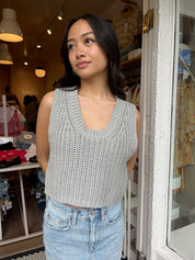 Cora Knit Crop Top in Light Grey